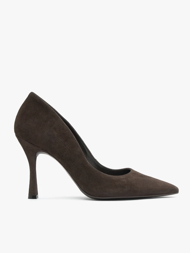 Dunkelbraune Pumps aus Veloursleder