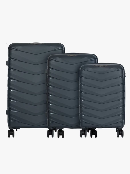 Set aus 3 grauen Hartschalenkoffern S, M und L
