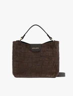 Dunkelbraune Handtasche mit Krokodilleder-Optik