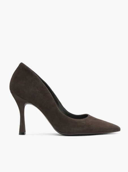 Dunkelbraune Pumps aus Veloursleder