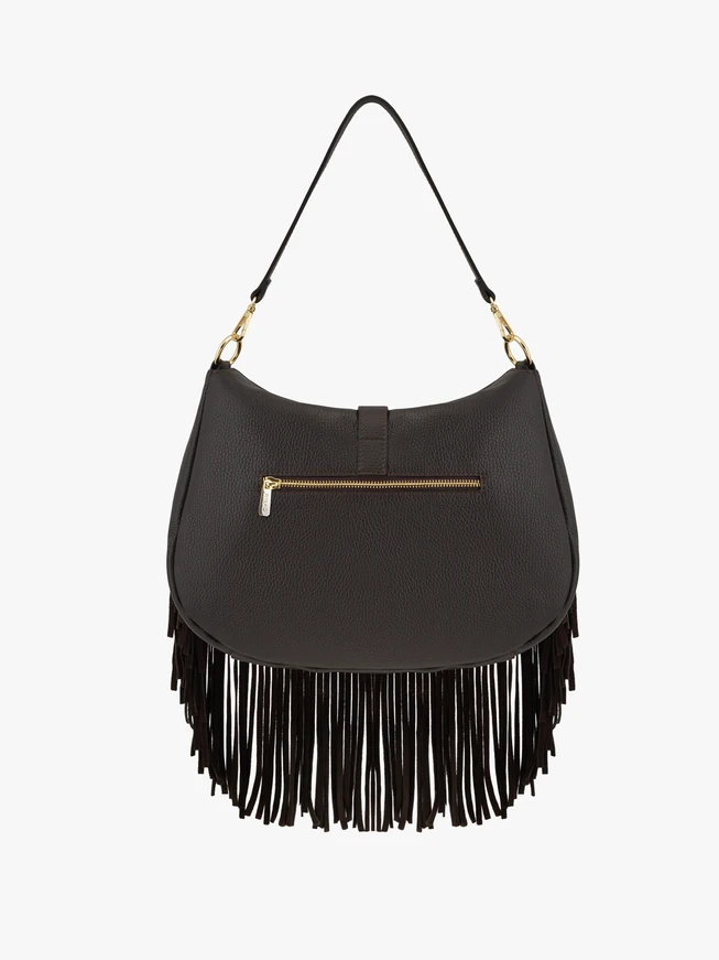 Braune Handtasche mit Fransen
