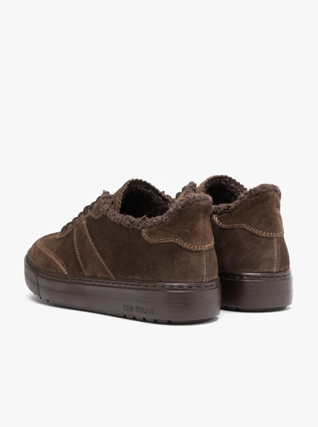 Dunkelbraune, gefütterte Halbschuhe