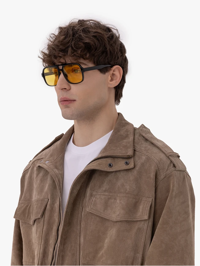 Unisex-Sonnenbrille schwarz mit gelben Gläsern