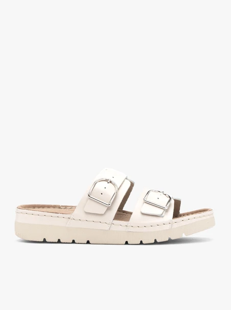Cremefarbene Flip-Flops mit zwei Riemen