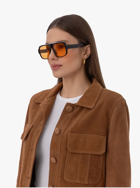 Unisex Brille schwarz mit gelben Gläsern