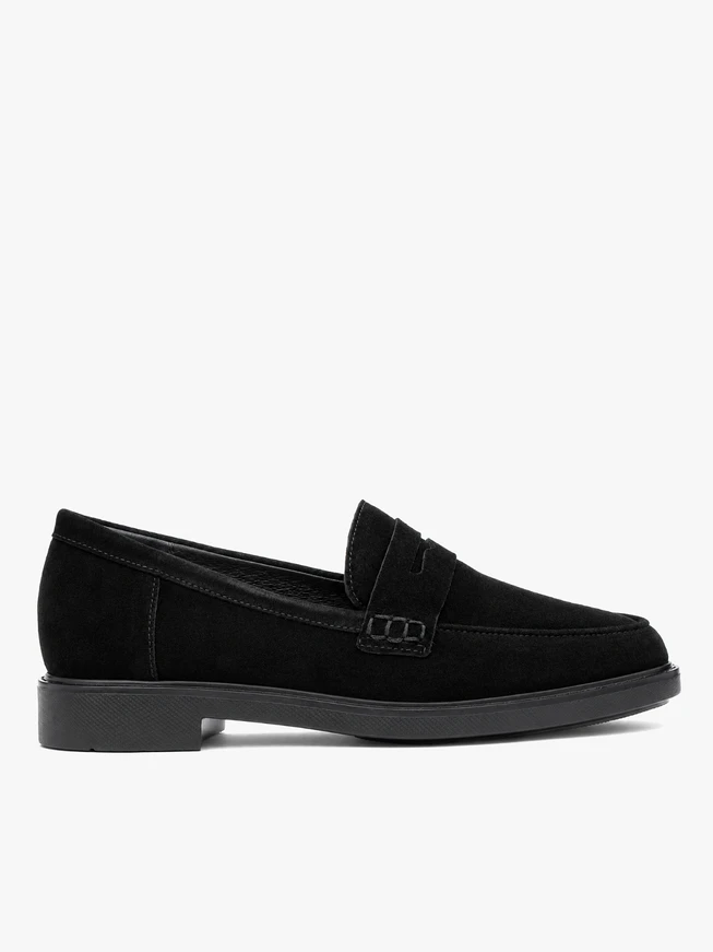 Schwarze Mokassins aus Veloursleder