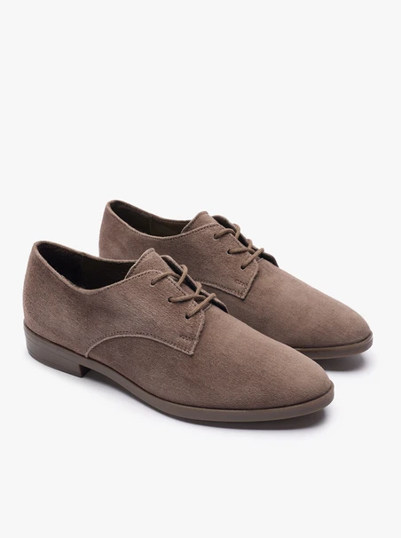 Graubraune Velourslederhalbschuhe