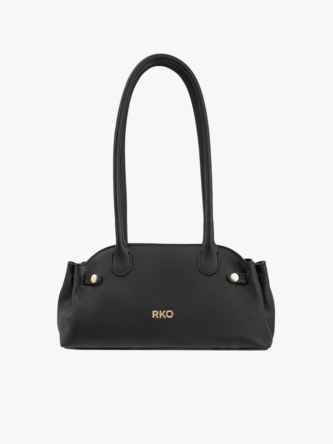Schwarze Baguette-Handtasche aus Leder