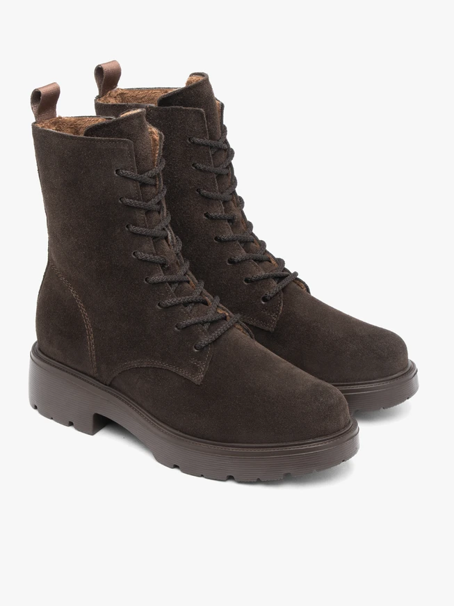 Dunkelbraune Velourslederstiefel