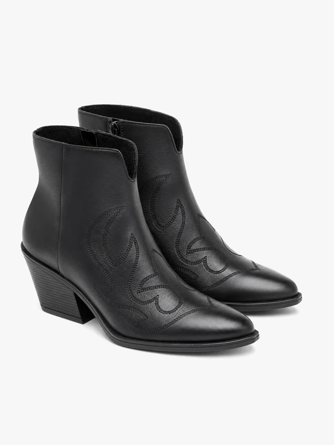 Schwarze Cowboy-Stiefeletten mit Ziernähten