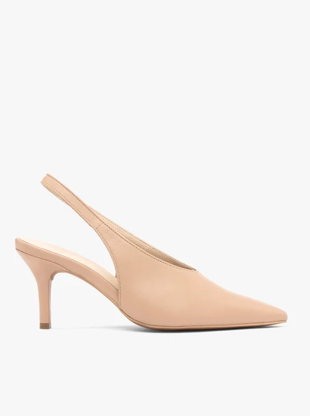 Beigefarbene Slipper-Pumps