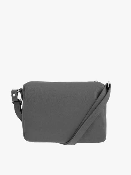 Grafitfarbene Lederhandtasche