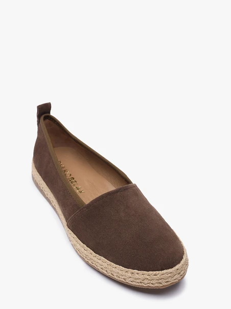 Espadrilles aus dunkelbraunem Veloursleder
