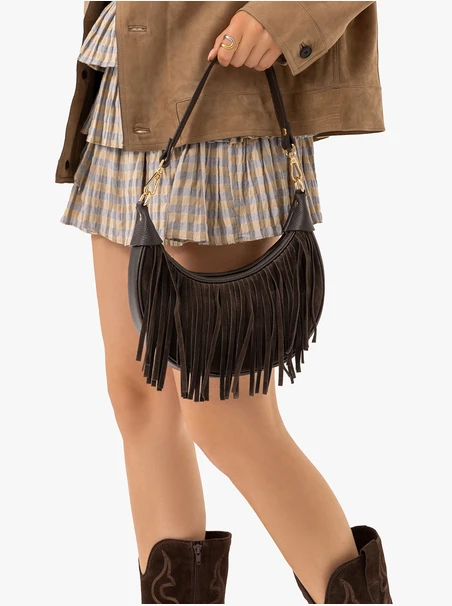 Braune Handtasche mit Fransen
