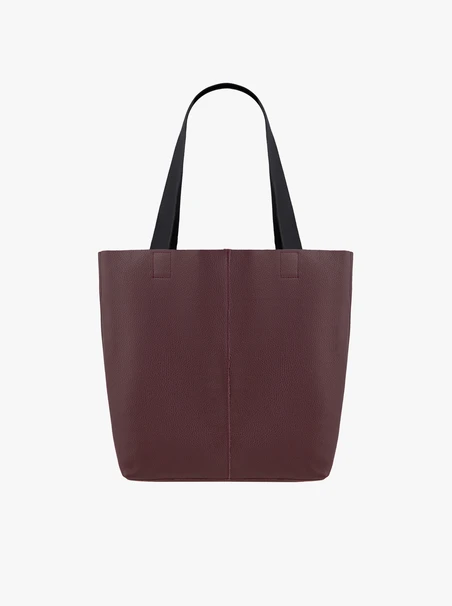 Kastanienbraune Shopper-Tasche aus Leder und Stoff