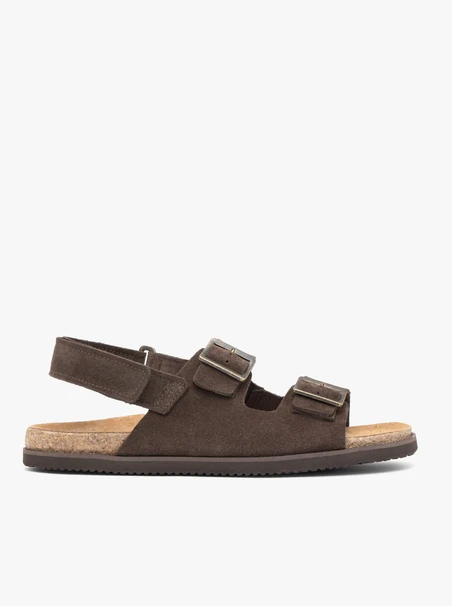 Sandalen aus braunem Veloursleder