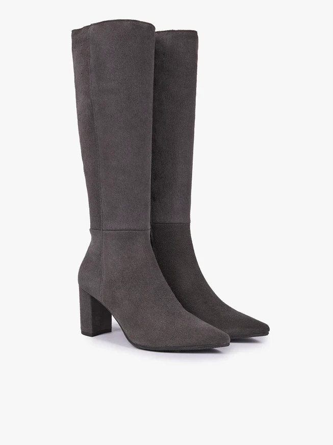 Dunkelgraue Stiefel mit hohem Schaft