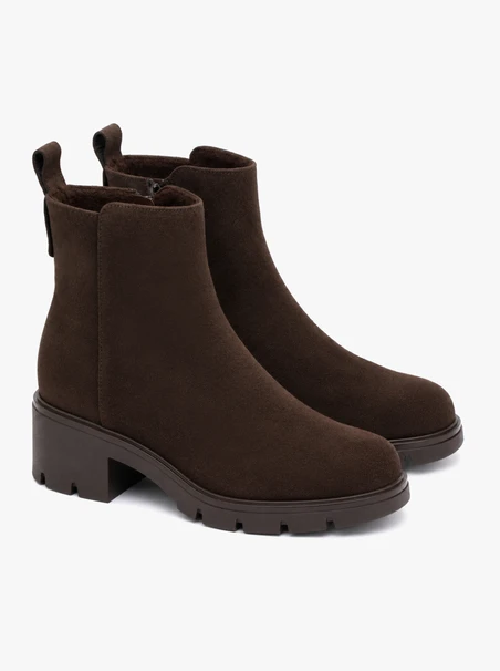 Dunkelbraune Velourslederstiefel