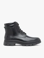 Schwarz genarbte Lederstiefel