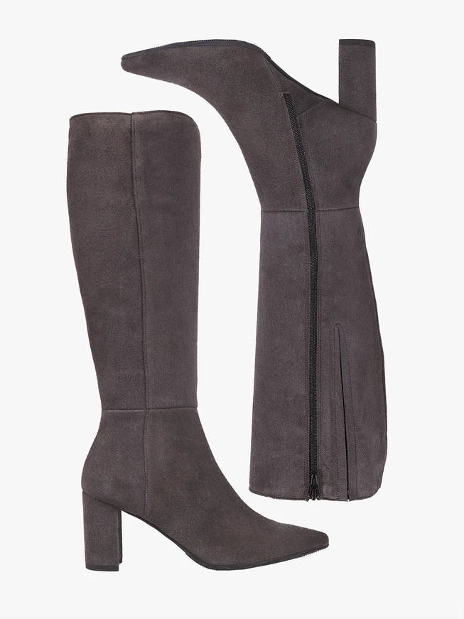 Dunkelgraue Stiefel mit hohem Schaft