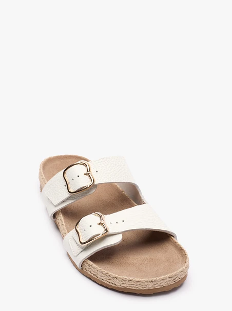 Cremefarbene Flip-Flops mit zwei Riemen