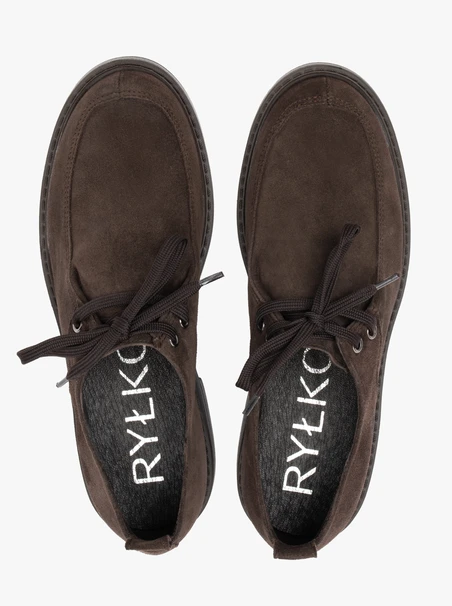 Dunkelbraune Velourshalbschuhe