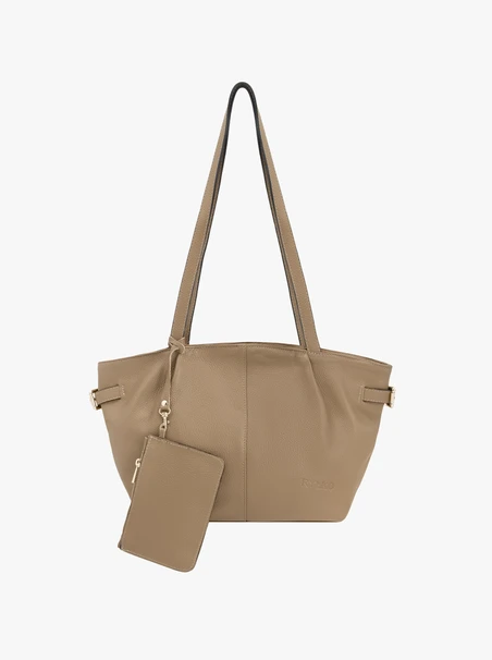 Beige Handtasche mit Etui