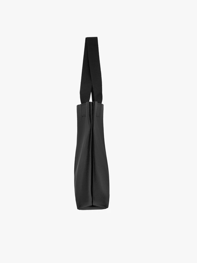 Schwarze Shopper-Tasche aus Leder und Stoff