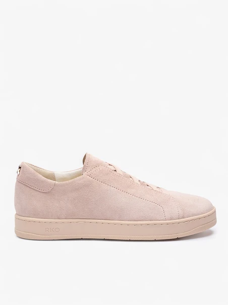 Fleischfarbene Turnschuhe aus Veloursleder