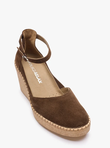 Espadrilles aus braunem Veloursleder