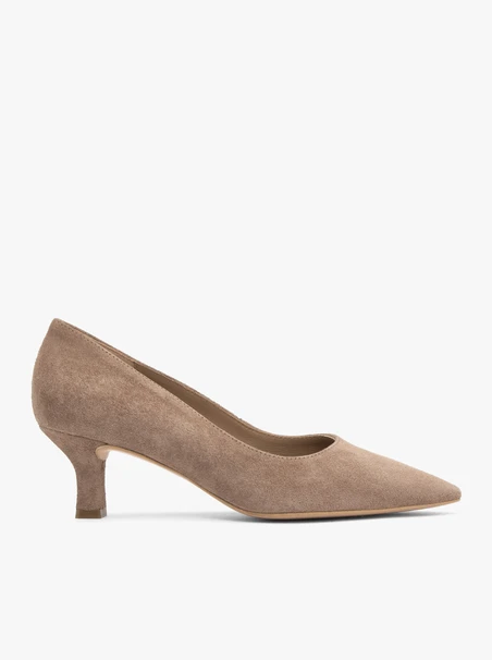 Beigefarbene Pumps aus Veloursleder