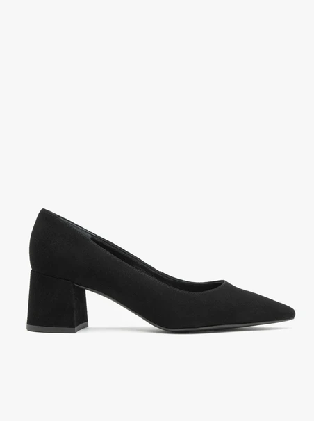 Schwarze Veloursleder-Keilpumps