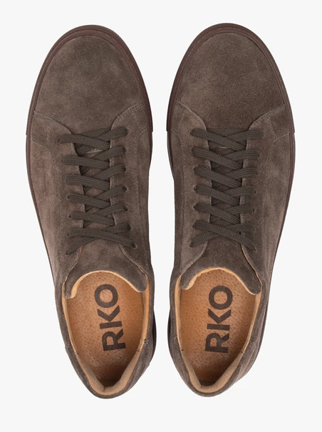 Halbschuhe aus grauem Veloursleder