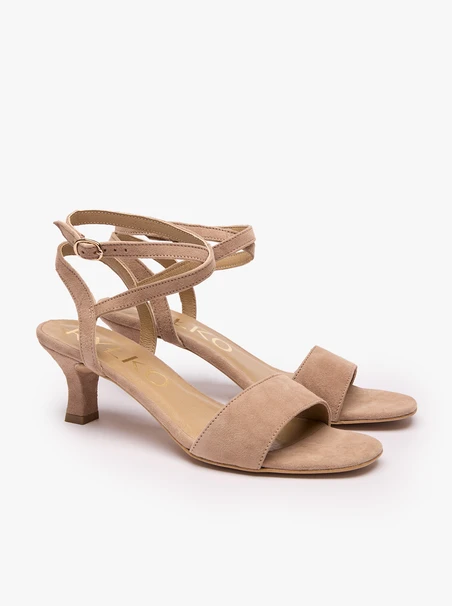 Beige Veloursleder-Sandalen