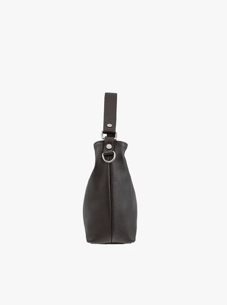Handtasche aus dunkelbraunem Vollnarbenleder