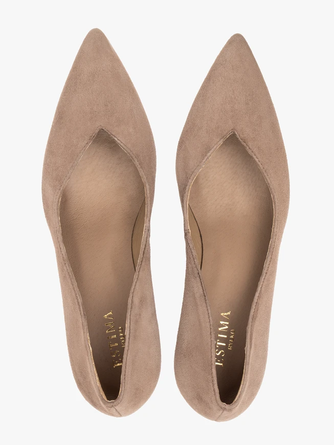 Beigefarbene Stiletto-Pumps aus Velours