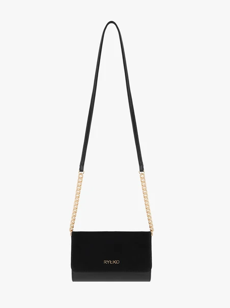 Schwarze kleine Handtasche mit Kette