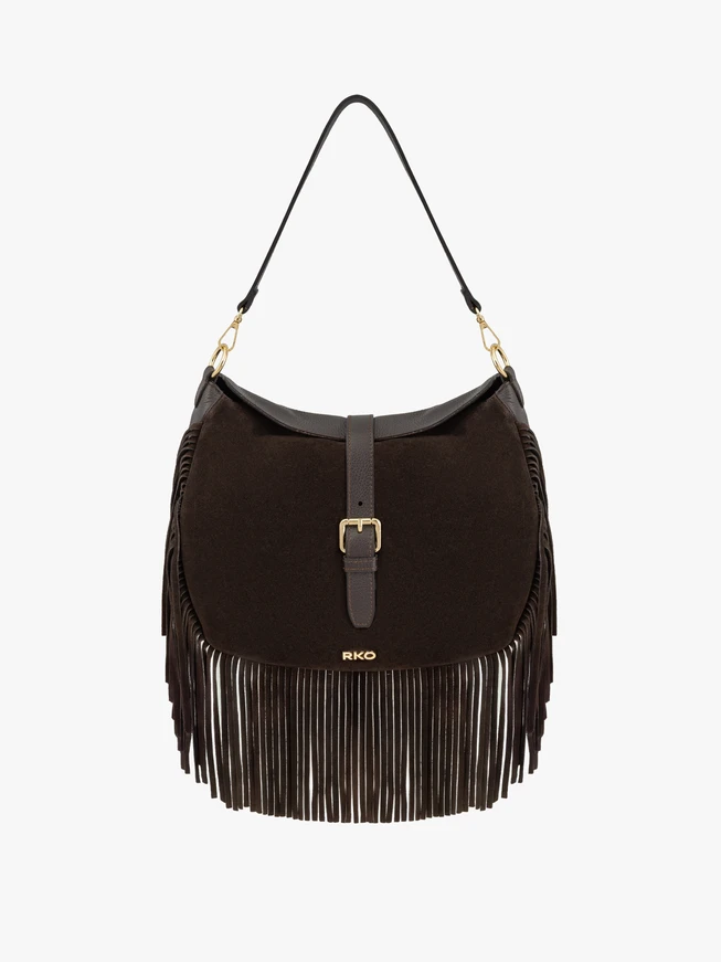 Braune Handtasche mit Fransen