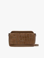 Hellbraune kleine Handtasche mit Krokodilledermuster