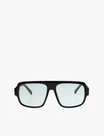 Schwarze Unisex-Brille mit hellblauen Gläsern