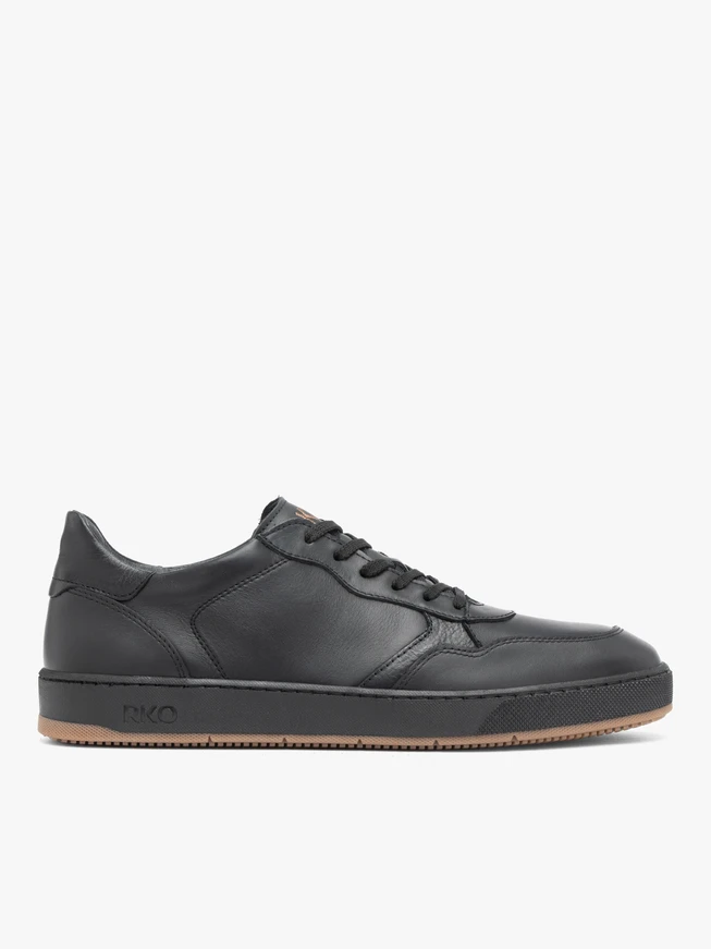 Schwarze Sporthalbschuhe aus Leder