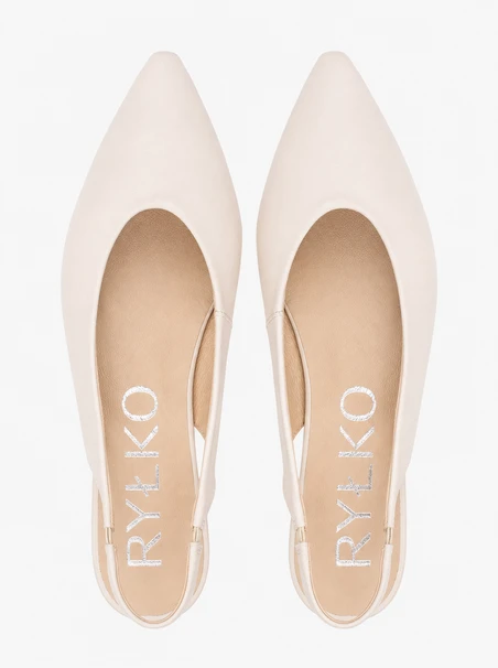 Cremefarbene Slingback-Pumps mit Stilettoabsatz