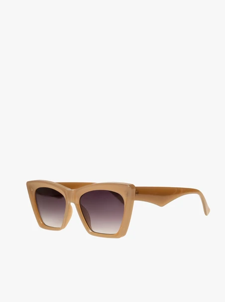 Sonnenbrille mit hellem Gestell und dunklen Gläsern