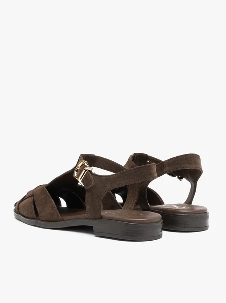 Sandalen aus braunem Veloursleder