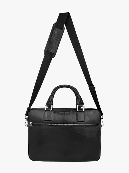 Schwarze A4-Ledertasche