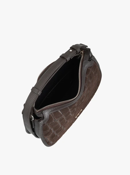 Braune Handtasche mit Krokodilleder-Optik
