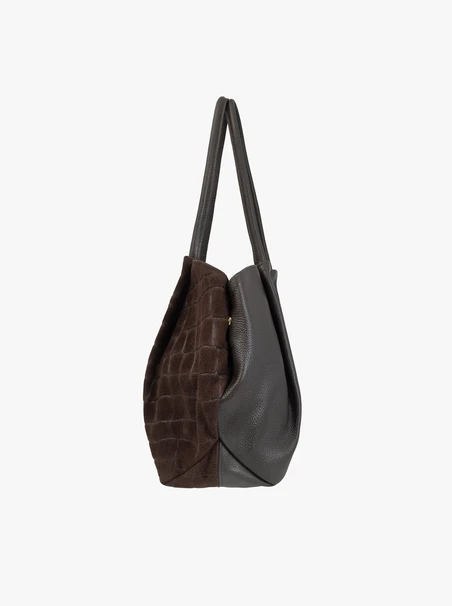 Braune Handtasche mit Krokodilledermuster