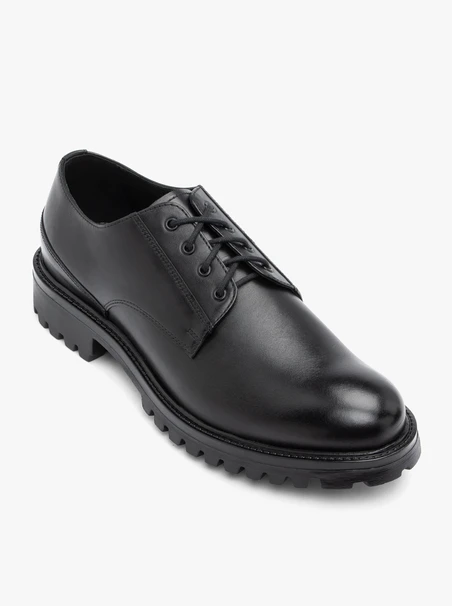 Schwarze Lederhalbschuhe