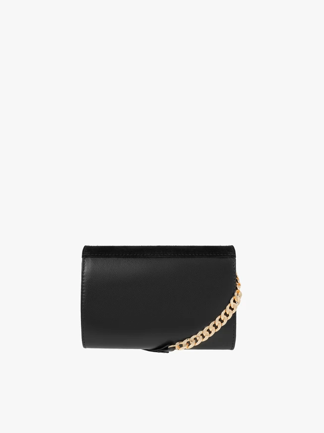 Schwarze kleine Handtasche mit Kette