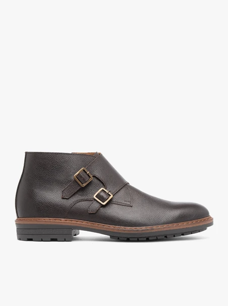 Dunkelbraune Stiefel mit Schnallen